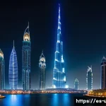 Home 21 두바이 드론 쇼 정보 - A mesmerizing nighttime drone show above Dubai Marina, featuring over 500 drones equipped with brigh...