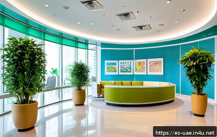 UAE 의료 서비스와 병원 리뷰 - A modern hospital waiting area in the United Arab Emirates designed for patient comfort and tranquil...