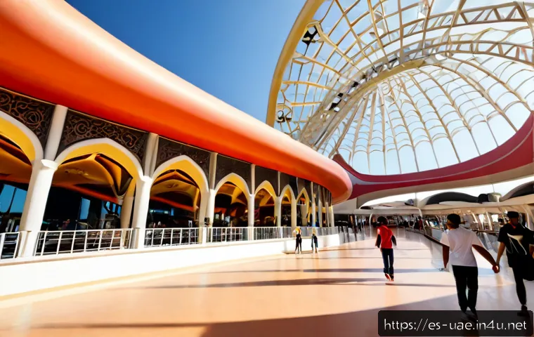 UAE 페라리 월드 놀이공원 - Photorealistic wide-angle view of a grand indoor theme park in Abu Dhabi inspired by high-speed moto...